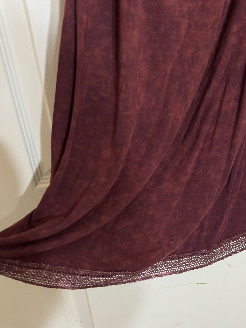 Spirit Hwy Burgundy Acid Wash Lace Trim Cami Top M Crochet Boho Peasant Tank - Picture 4 of 7